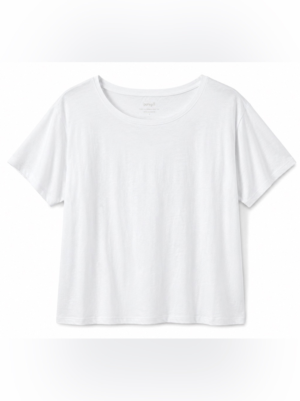 Pure Jill White Cotton Modal Relaxed Short Sleeve Tee Size Small